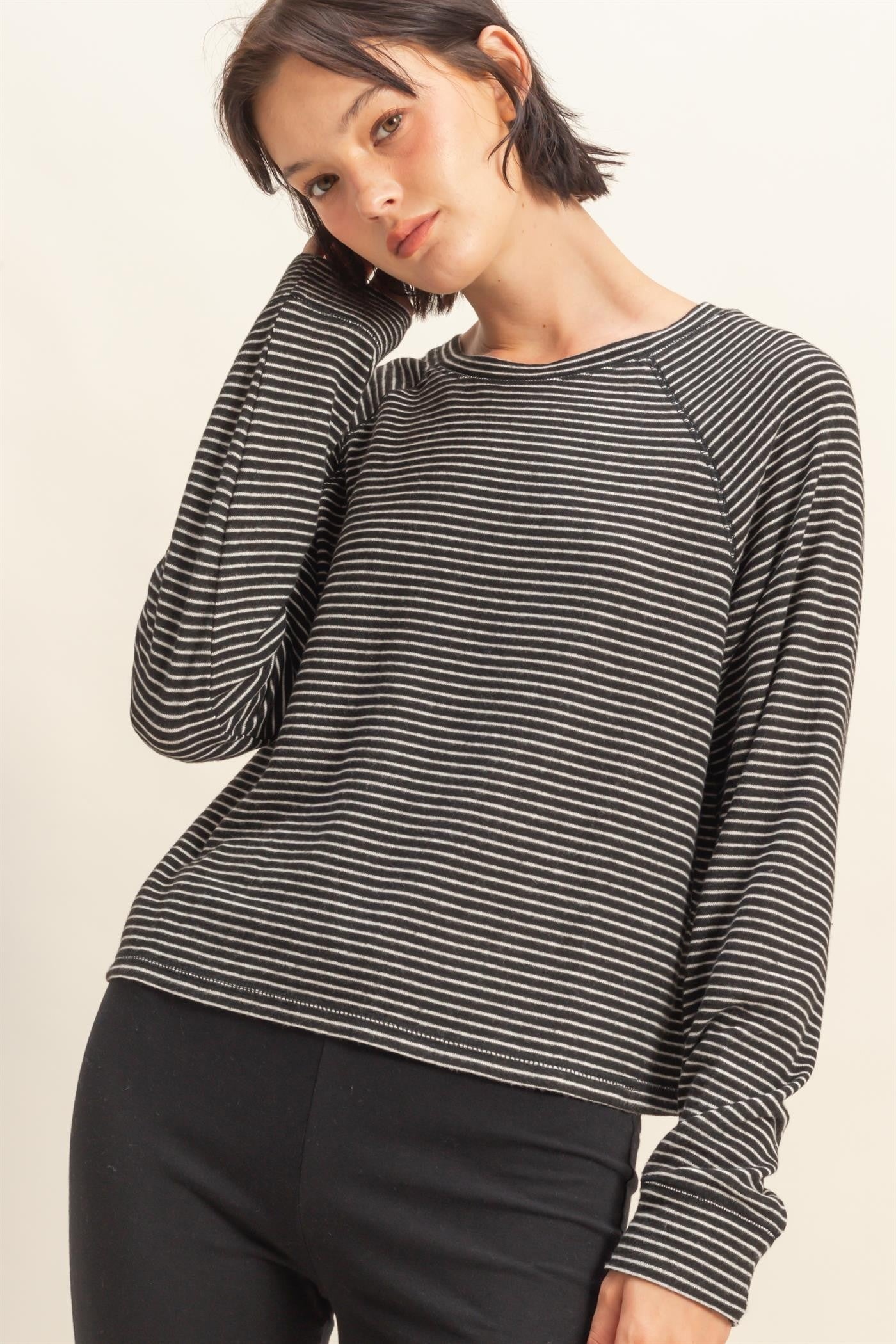 Striped Raglan Long Sleeve Top (3 COLORS) | HYFVE *LA LIVE PREORDER