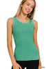 Washed Ribbed Scoop Neck Tank Top * - Final Sale
