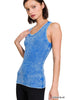 Washed Ribbed Scoop Neck Tank Top * - Final Sale