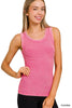 Washed Ribbed Scoop Neck Tank Top * - Final Sale