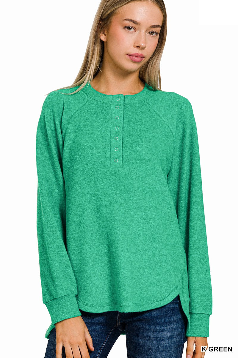 Brushed Melange Hacci Oversized Henley Sweater (9 COLORS) | ZENANA *LA LIVE PREORDER