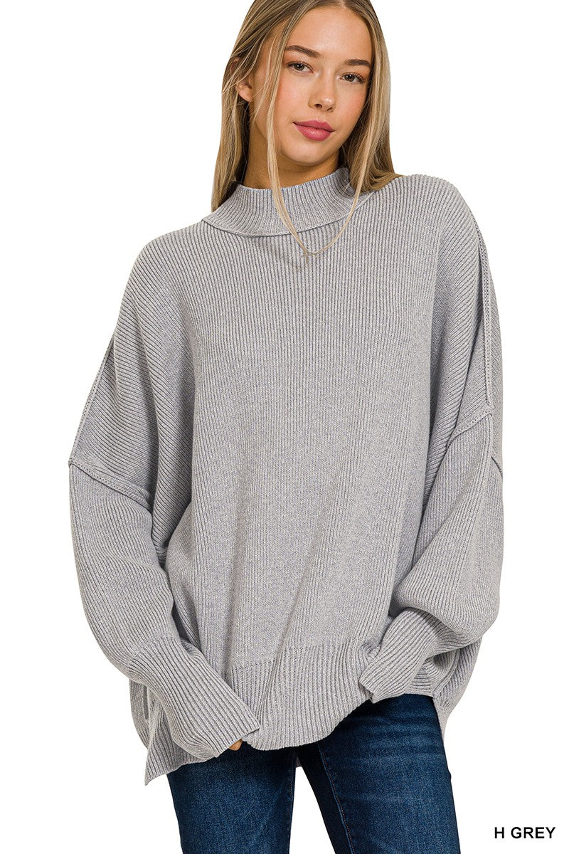 The Monica Side Slit Oversized Sweater (17 COLORS) | ZENANA *LA LIVE PREORDER