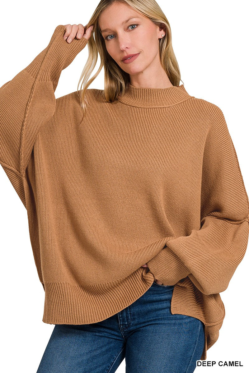 The Monica Side Slit Oversized Sweater (17 COLORS) | ZENANA *LA LIVE PREORDER
