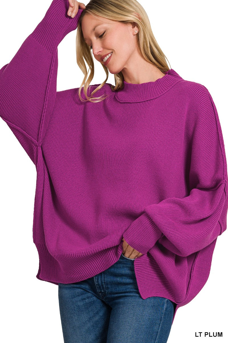 The Monica Side Slit Oversized Sweater (17 COLORS) | ZENANA *LA LIVE PREORDER