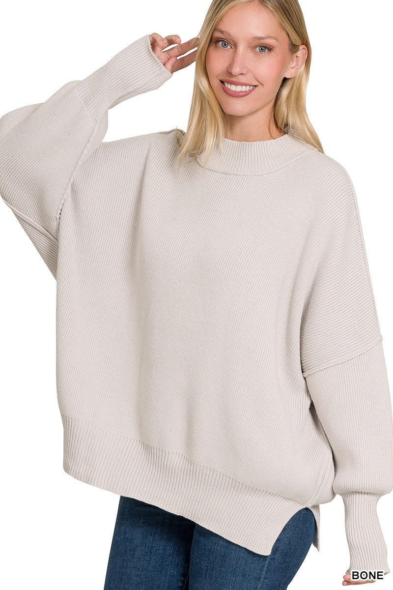 The Monica Side Slit Oversized Sweater (17 COLORS) | ZENANA *LA LIVE PREORDER