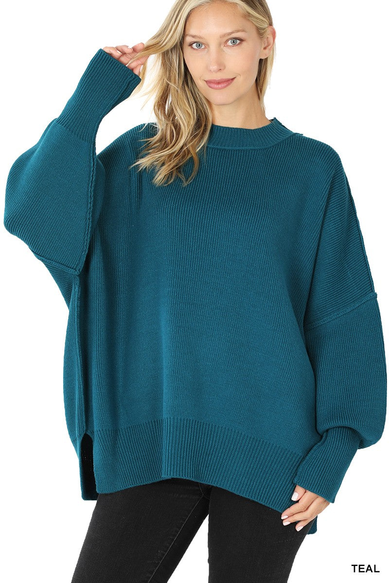 The Monica Side Slit Oversized Sweater (17 COLORS) | ZENANA *LA LIVE PREORDER
