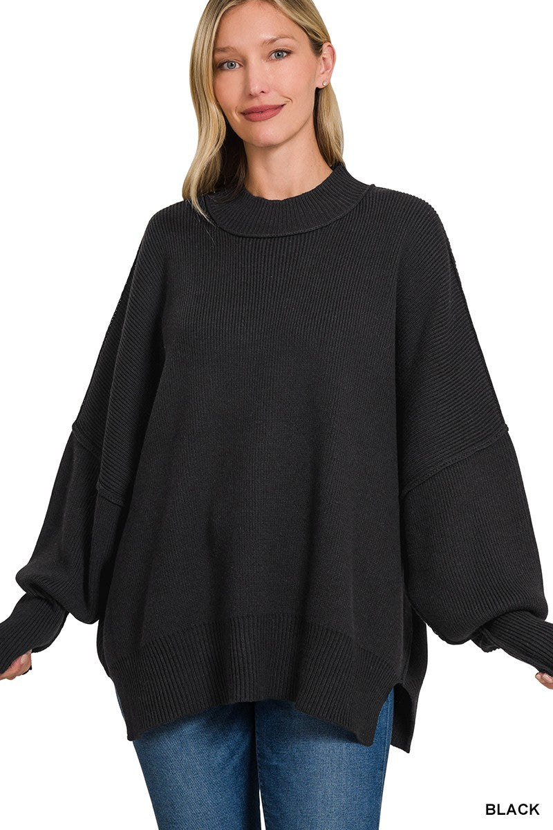 The Monica Side Slit Oversized Sweater (17 COLORS) | ZENANA *LA LIVE PREORDER