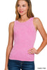2 Way Neckline Washed Ribbed Seamless Tank Top | ZENANA - Final Sale