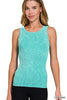 2 Way Neckline Washed Ribbed Seamless Tank Top | ZENANA - Final Sale