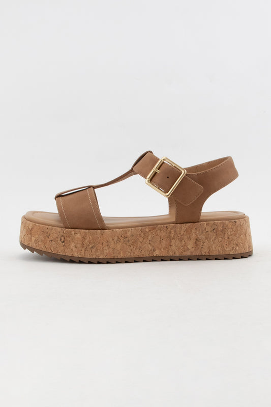 Tan Lavon Chunky Cork Platform Sandals - Final Sale