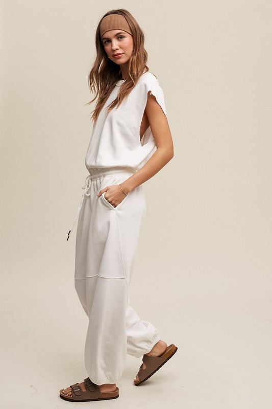 Athleisure French Terry Loose Jogger Jumpsuit | LISTICLE