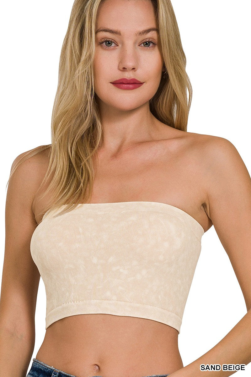 Washed Ribbed Tube Top * - Final Sale