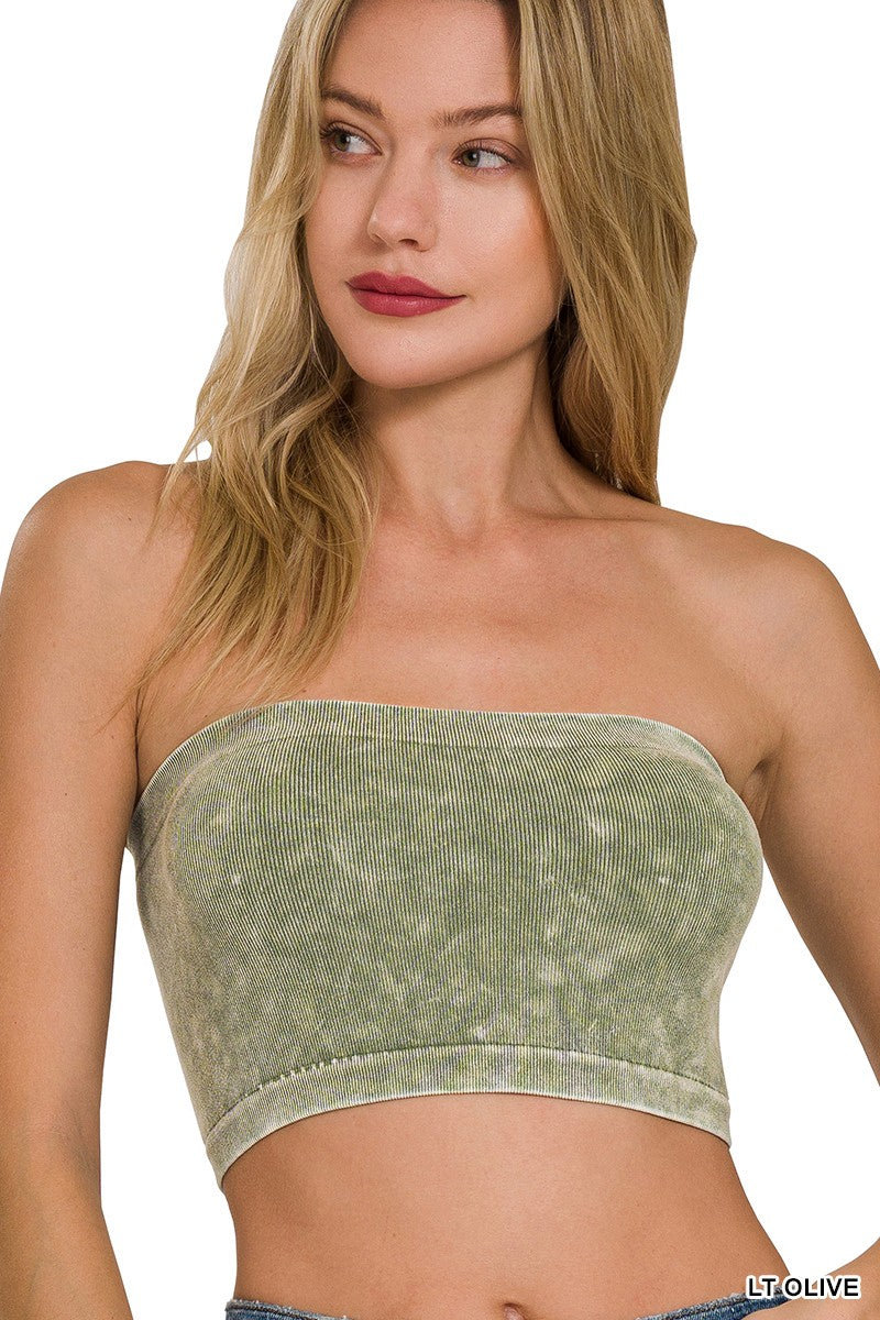 Washed Ribbed Tube Top * - Final Sale