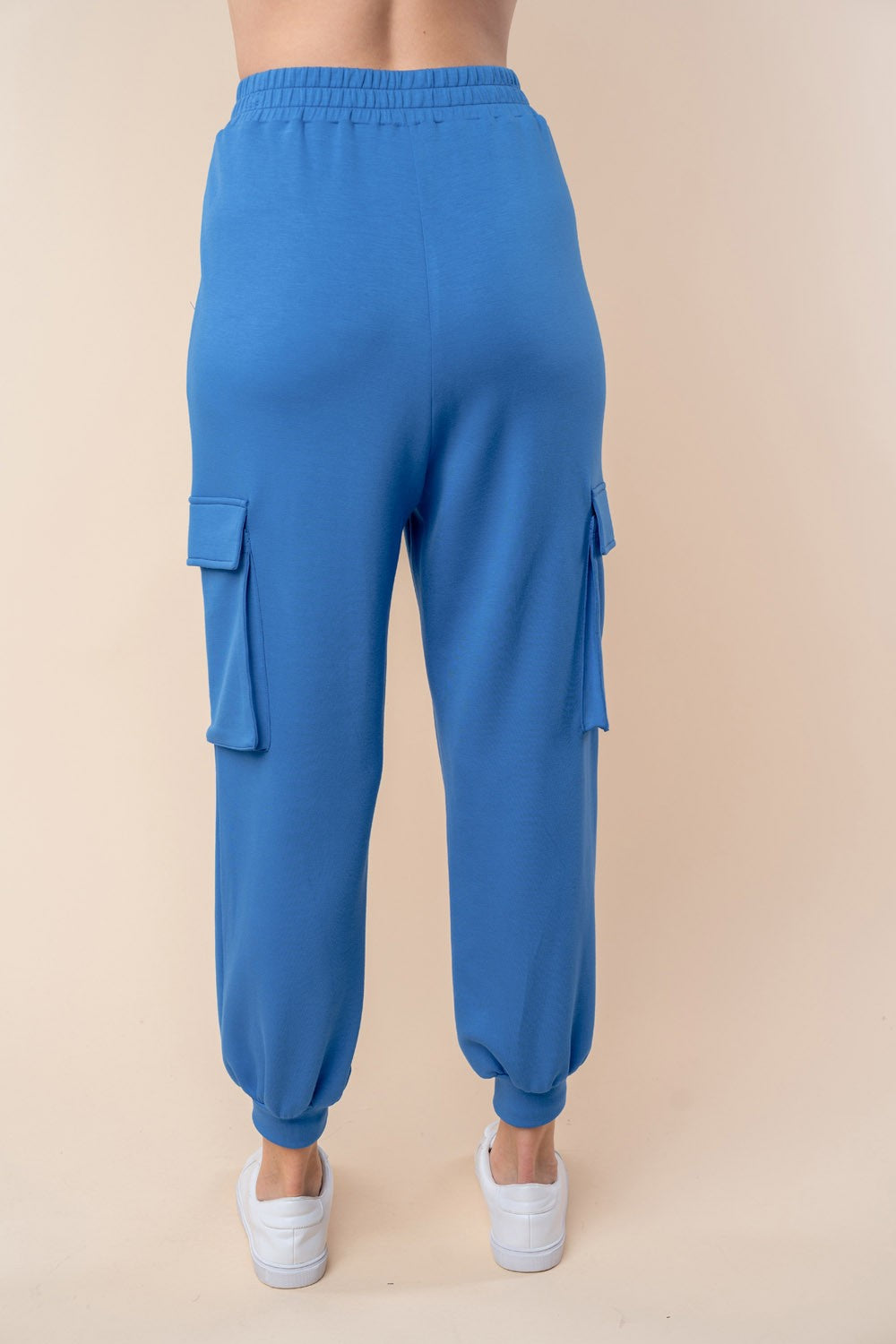 High Waisted Solid Knit Cargo Pants | WHITE BIRCH - Final Sale