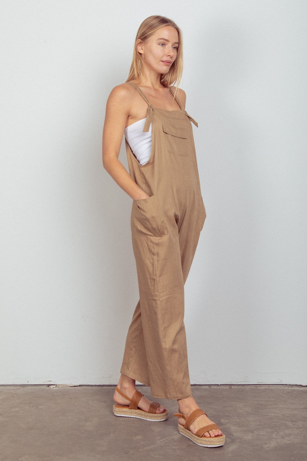 Lovely Day Relaxed Fit Solid Linen Casual Jumpsuit - Final Sale
