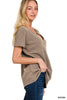 Melange Baby Waffle Henley Short Sleeve Top - Final Sale**