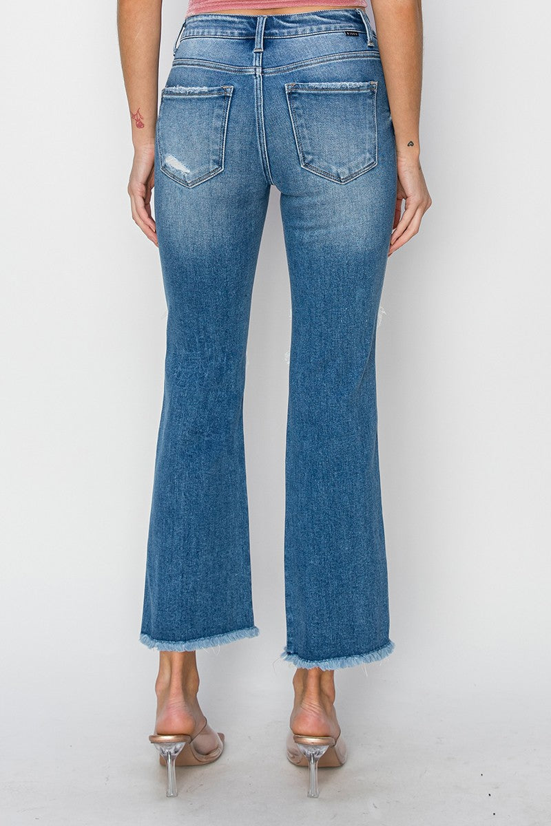 Mid Rise Crop Flare Denim Jeans | RISEN - Final Sale