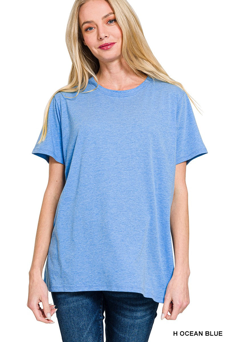 Cotton Boyfriend Round Neck Tee | ZENANA *DEAL