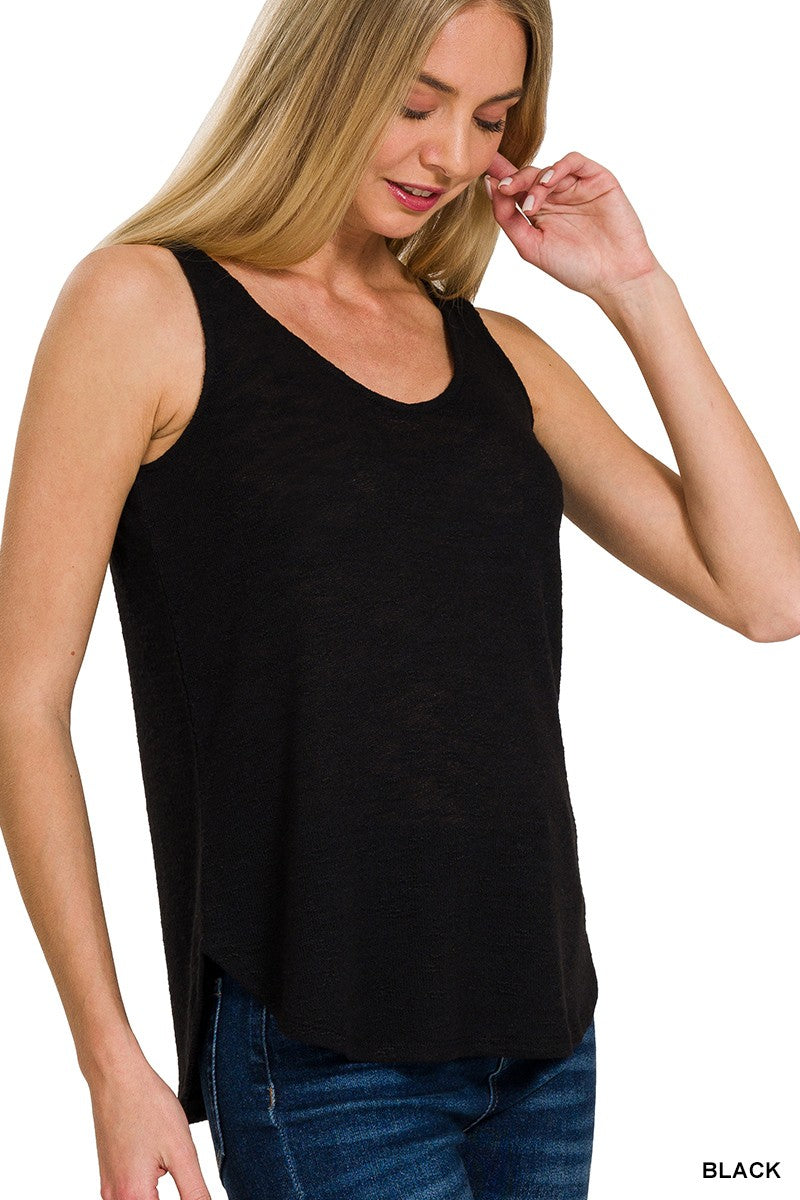 Sleeveless Double Scoop Neck Tank Top - Final Sale
