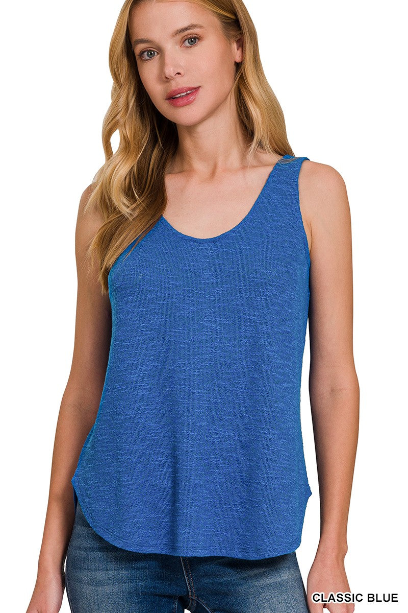 Sleeveless Double Scoop Neck Tank Top - Final Sale
