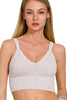 Stone Washed V-Neck Seamless Cropped Bra Top -Final Sale