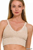 Stone Washed V-Neck Seamless Cropped Bra Top -Final Sale