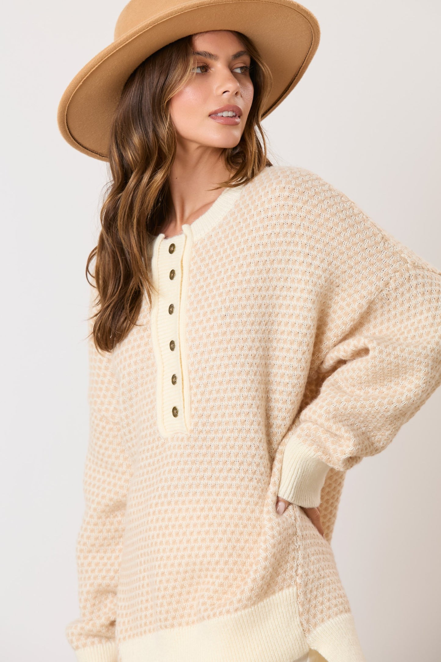 Point Knitting Loose Fit Oversized Sweater
