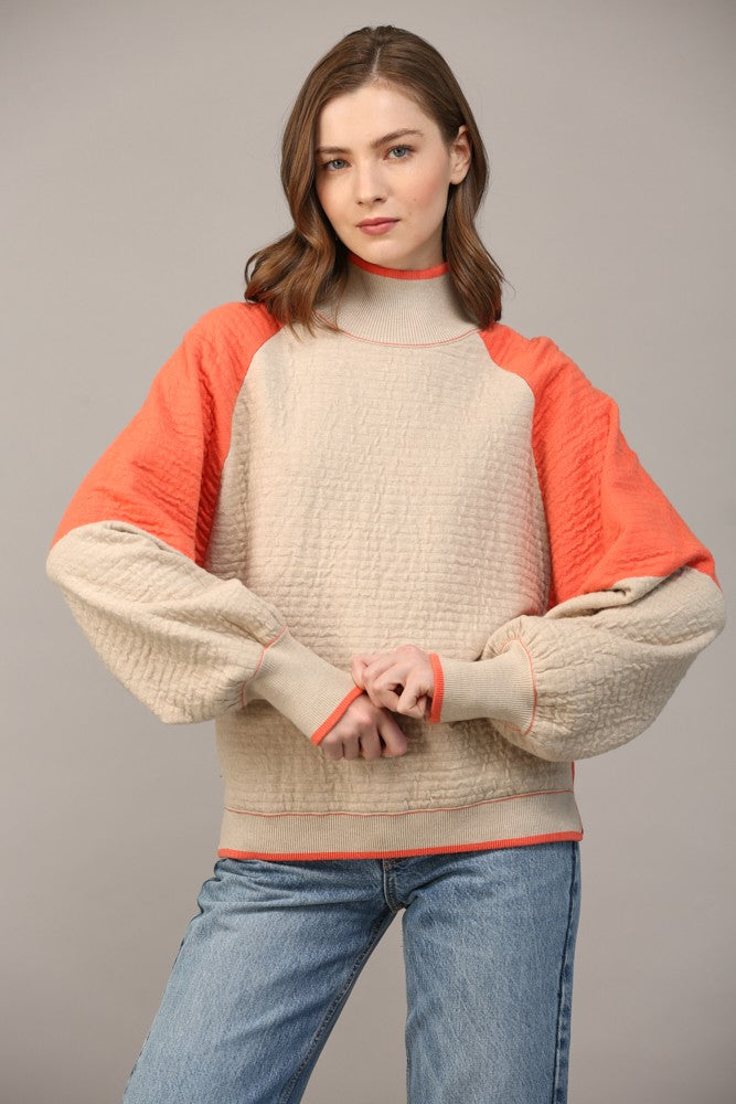 Texture Knit Color Block Sweater