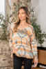 Aztec Print French Terry V-neck Top - Final Sale