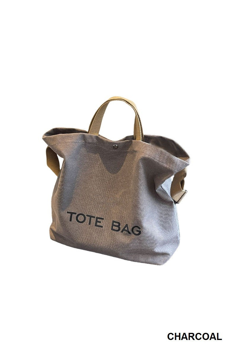 Minimalist Large Capacity Canvas Shoulder Tote Bag (3 COLORS) | ZENANA *LA LIVE PREORDER 1.1
