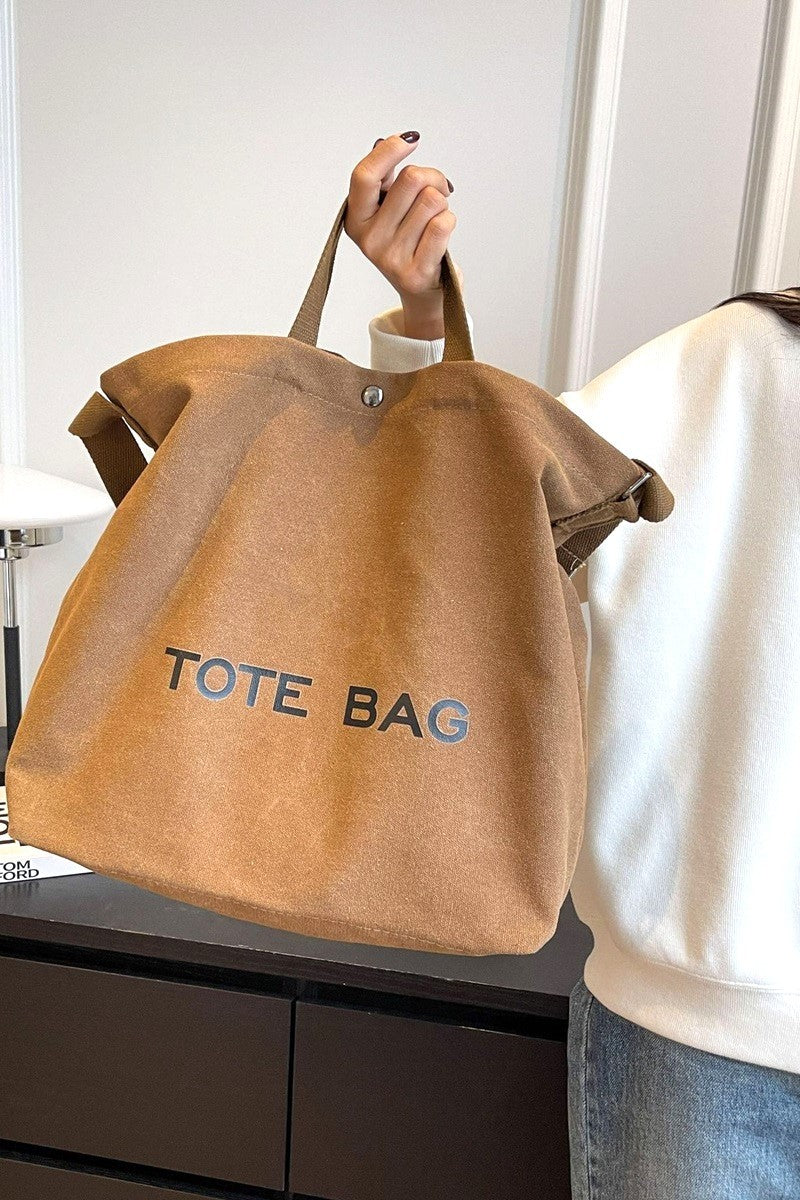 Minimalist Large Capacity Canvas Shoulder Tote Bag (3 COLORS) | ZENANA *LA LIVE PREORDER 1.1