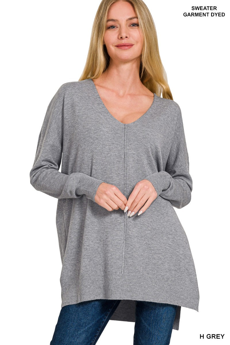 August Breeze Hi Low V-Neck Sweater** - Final Sale
