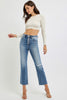 High Rise Crop Straight Button Down Distressed Denim Jean | RISEN - Final Sale