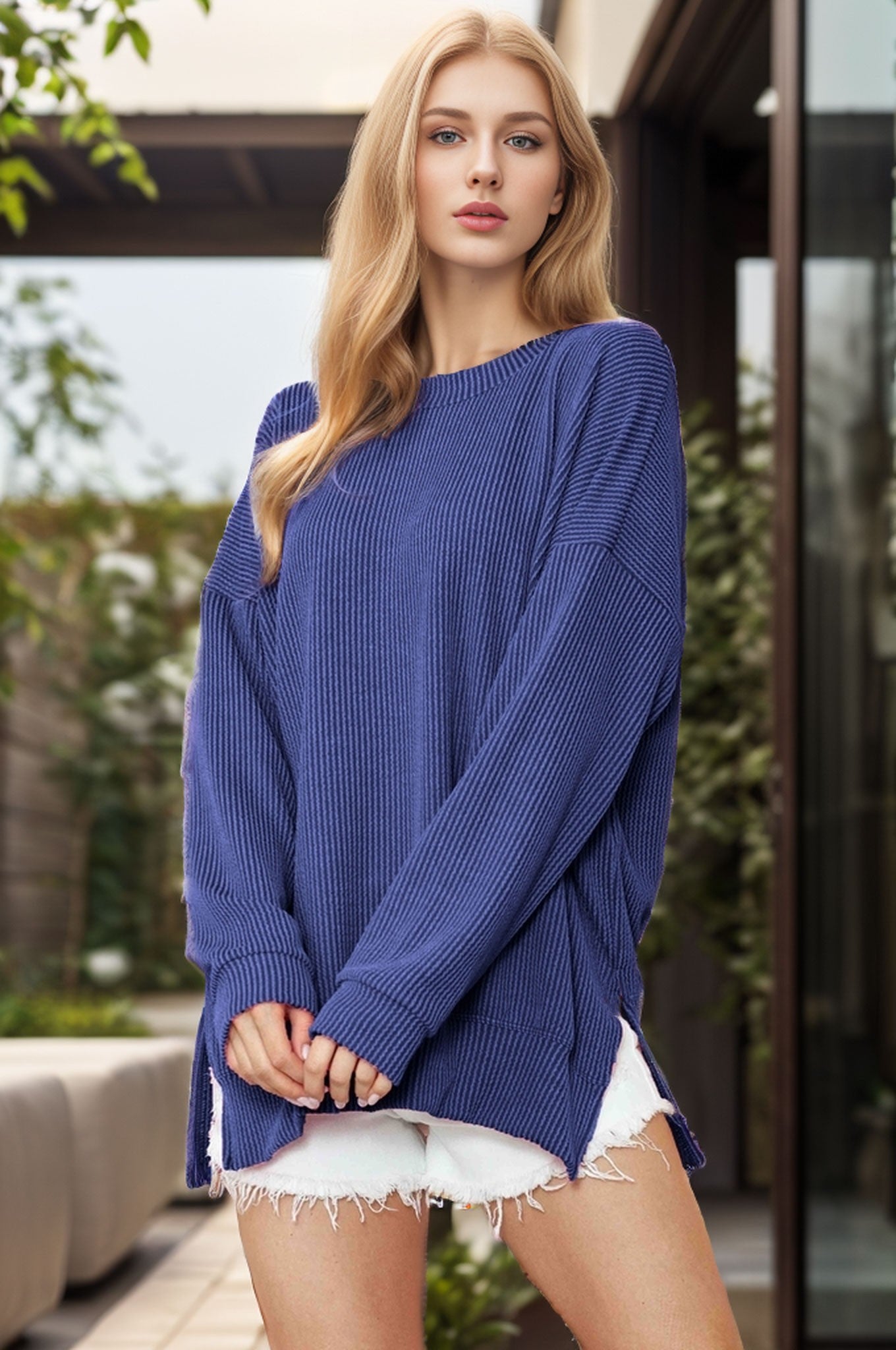 Sara's Steals & Deals: Wave Rib Oversized Sweatshirt With Side Slit (11 COLORS)