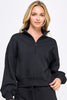 Fleece Comfy Half Zip Sweatshirt With Mock Neckline