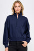 Fleece Comfy Half Zip Sweatshirt With Mock Neckline