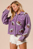 Vintage Violet Sequin Football Corduroy Jacket - Final Sale