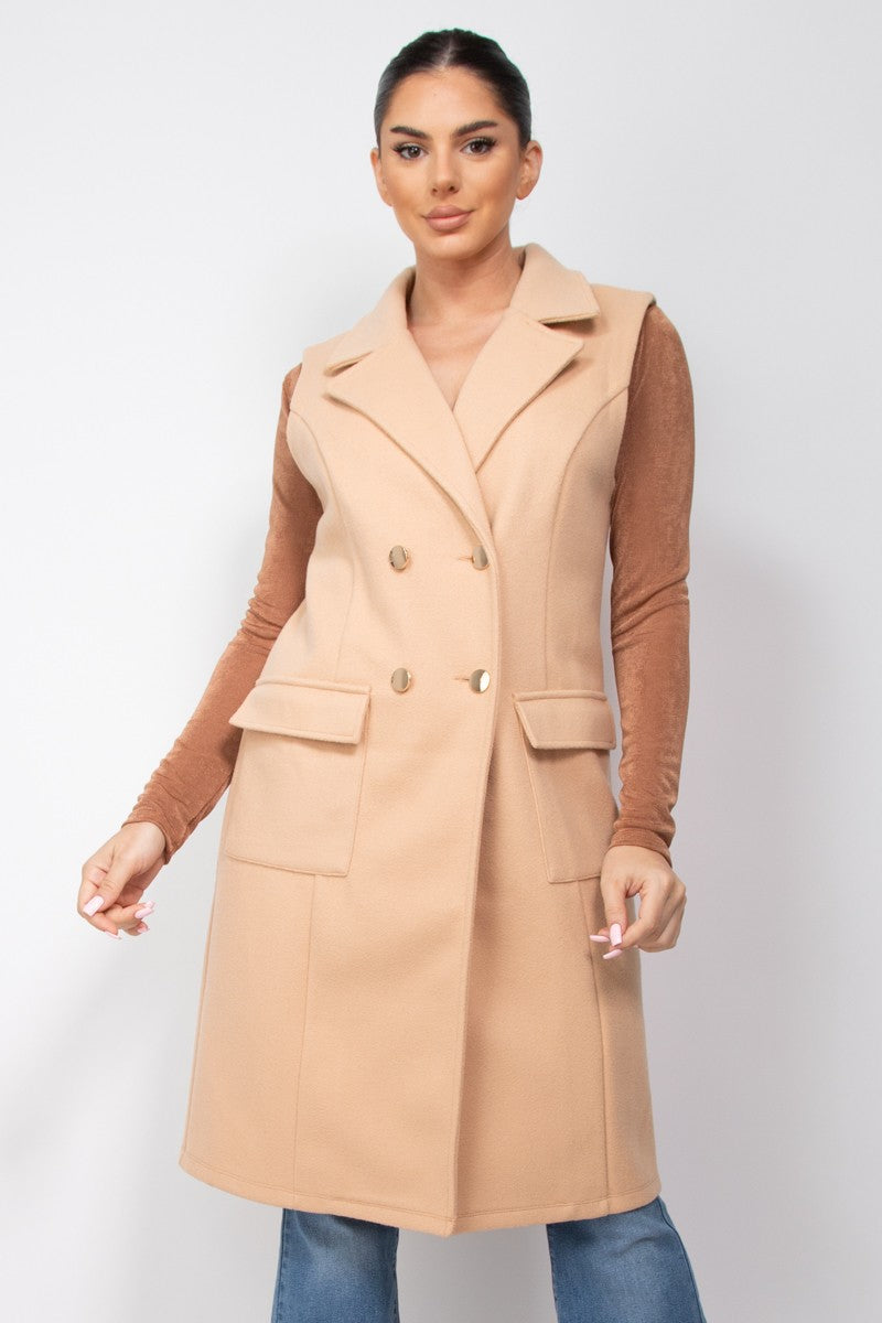 Double Breasted Pocketed Vest** - Final Sale