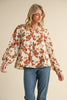 Floral Print Long Poet Sleeves Top - Final Sale