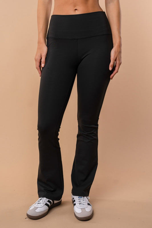 Wide Yoga Black Straight Leggings - Final Sale