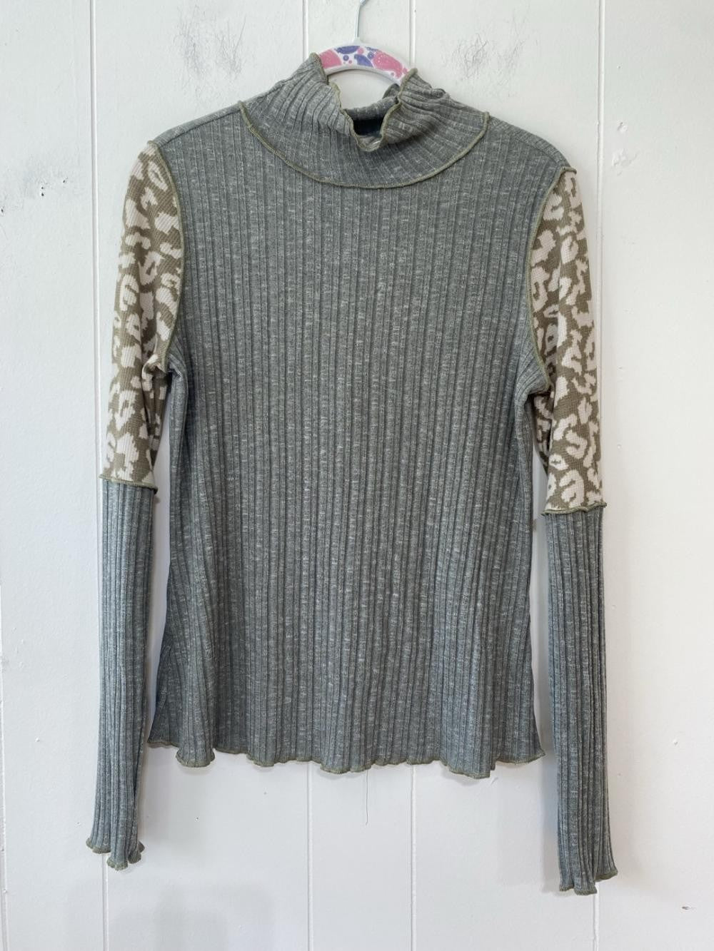 Animal Print Color Block Top** - Final Sale