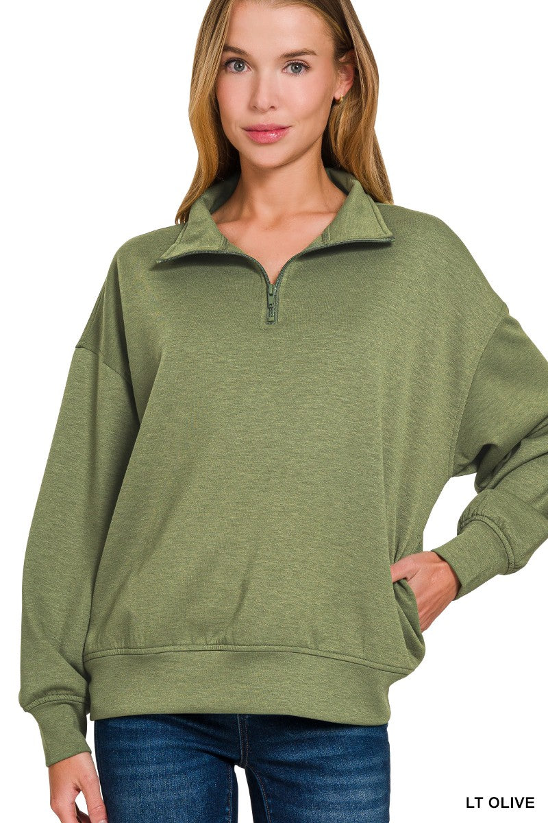 Scuba Half Zip Pullover (7 COLORS) | ZENANA *LA LIVE PREORDER