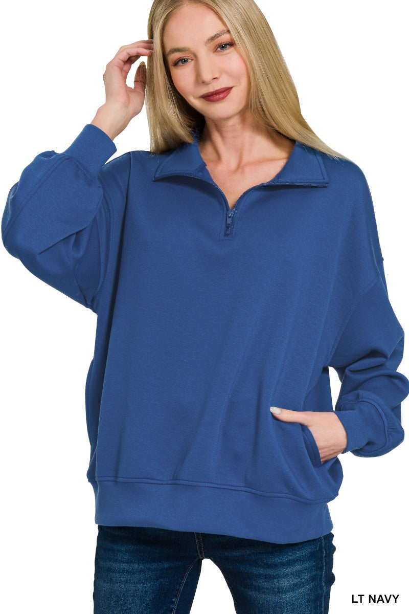 Scuba Half Zip Pullover (7 COLORS) | ZENANA *LA LIVE PREORDER