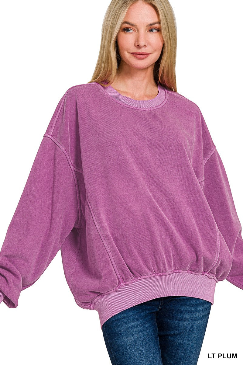Fleece Pigment Dyed Pullover Top* - Final Sale