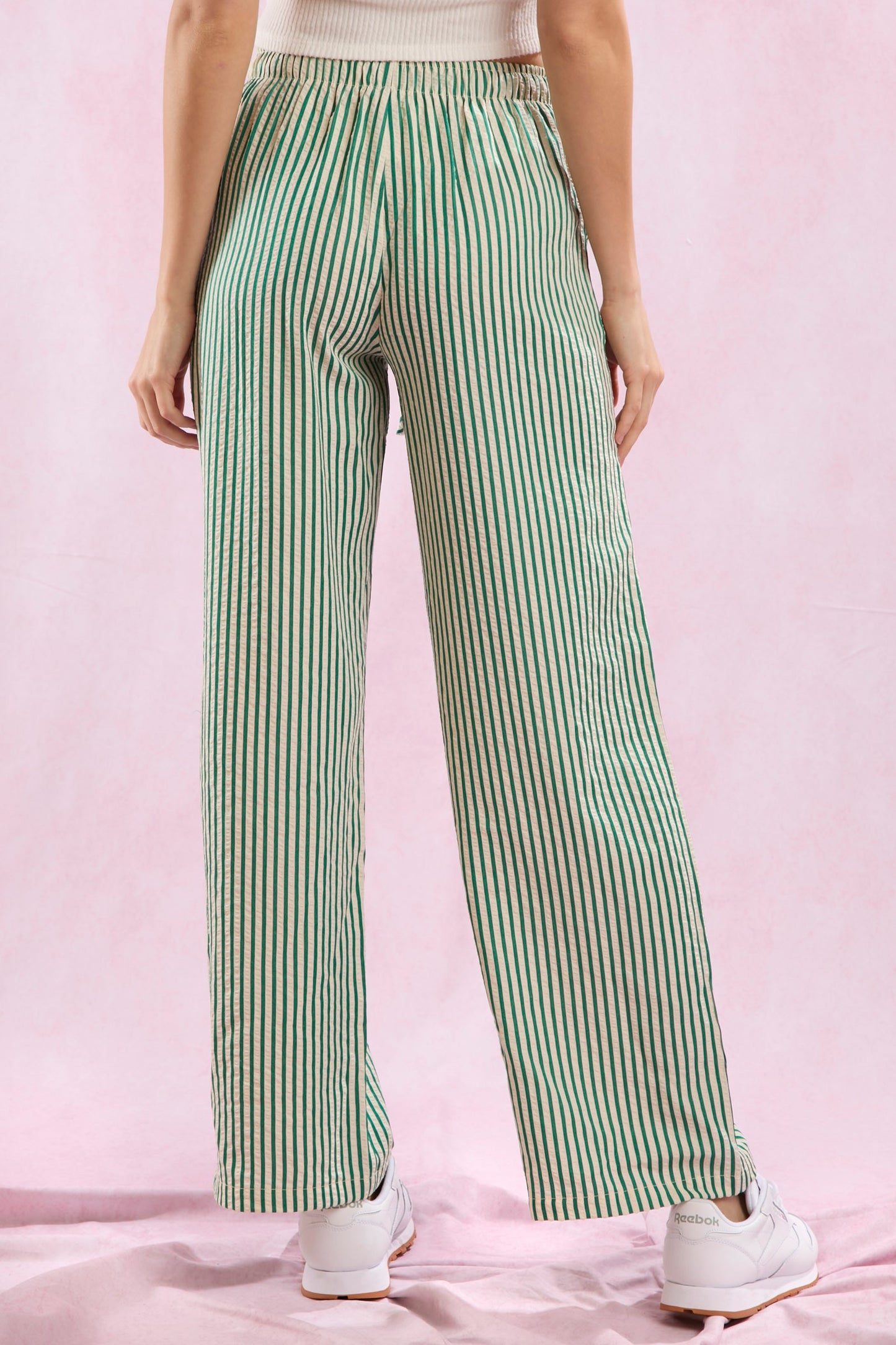 Green Striped Easy Pants* - Final Sale