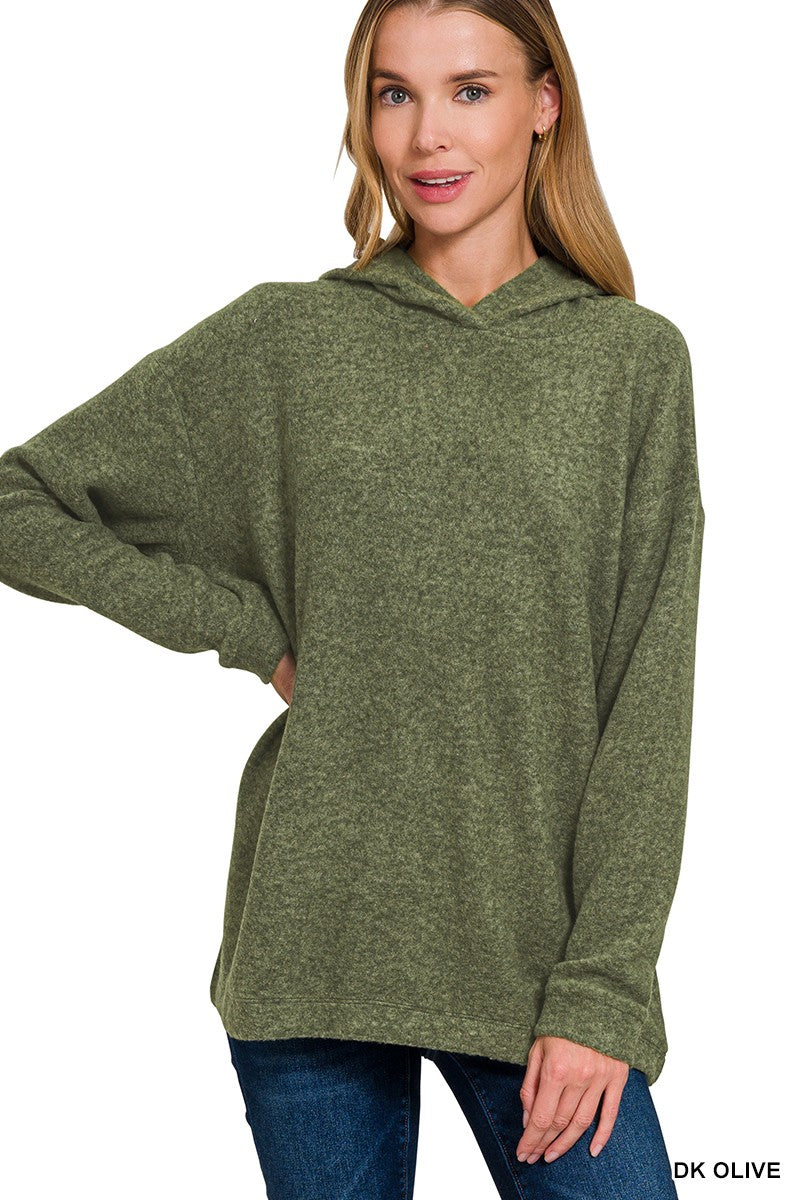 Hooded Brushed Melange Hacci Sweater (6 COLORS) | ZENANA *LA LIVE PREORDER
