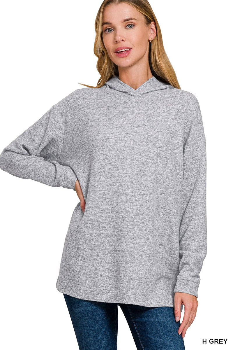 Hooded Brushed Melange Hacci Sweater (6 COLORS) | ZENANA *LA LIVE PREORDER