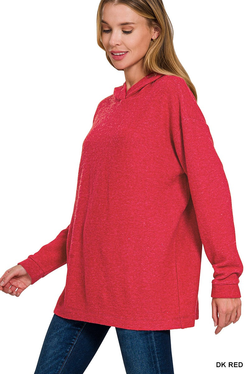 Hooded Brushed Melange Hacci Sweater (6 COLORS) | ZENANA *LA LIVE PREORDER