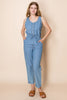 Sleeveless Solid Denim Jumpsuit