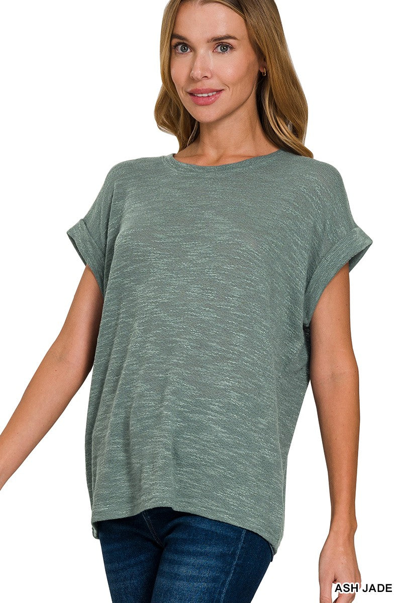 Hacci Slub Rolled Up Sleeve Top - DEAL